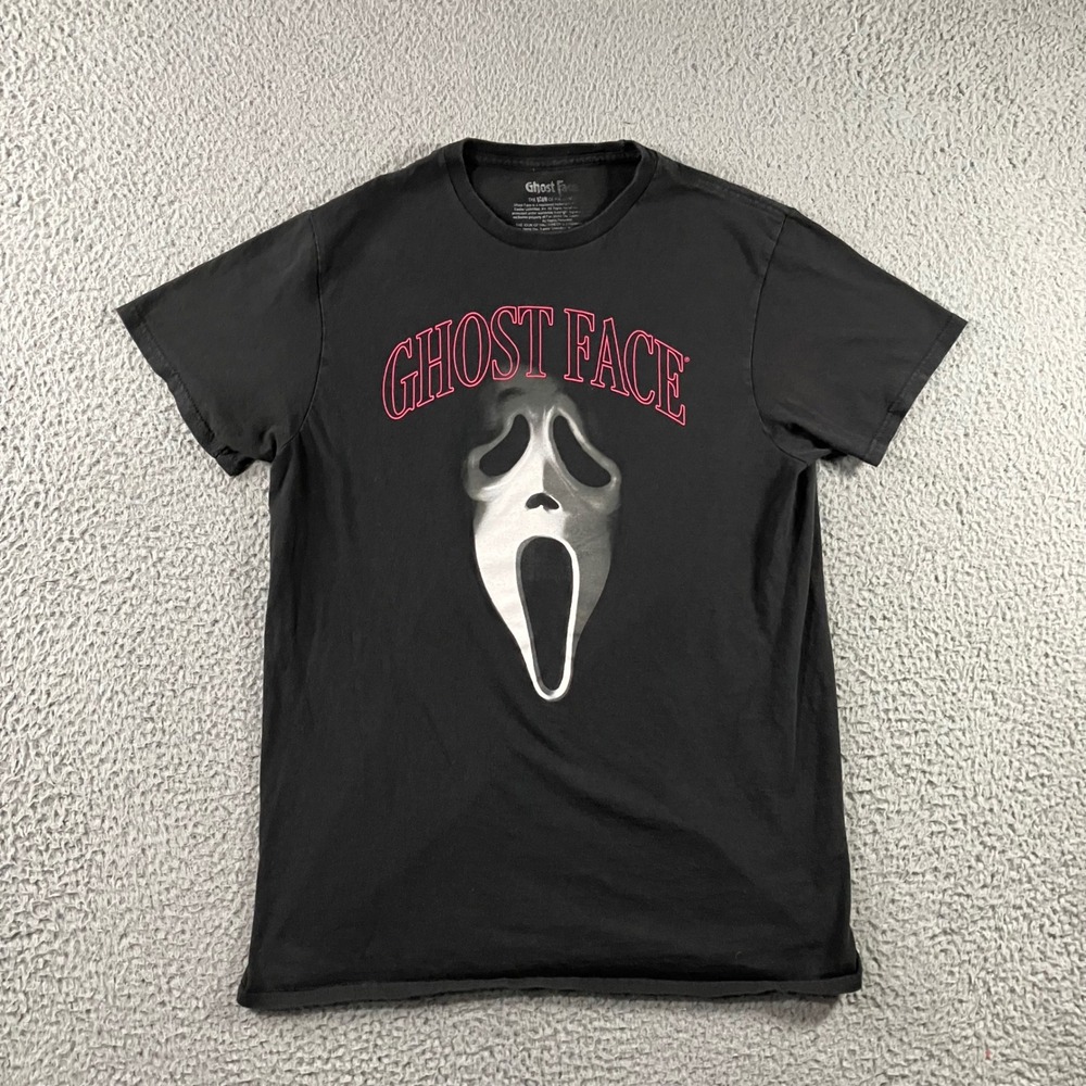 Ghost Face Graphic T-Shirt‎ Men Medium Black Scream Movie Horror Mask Tee